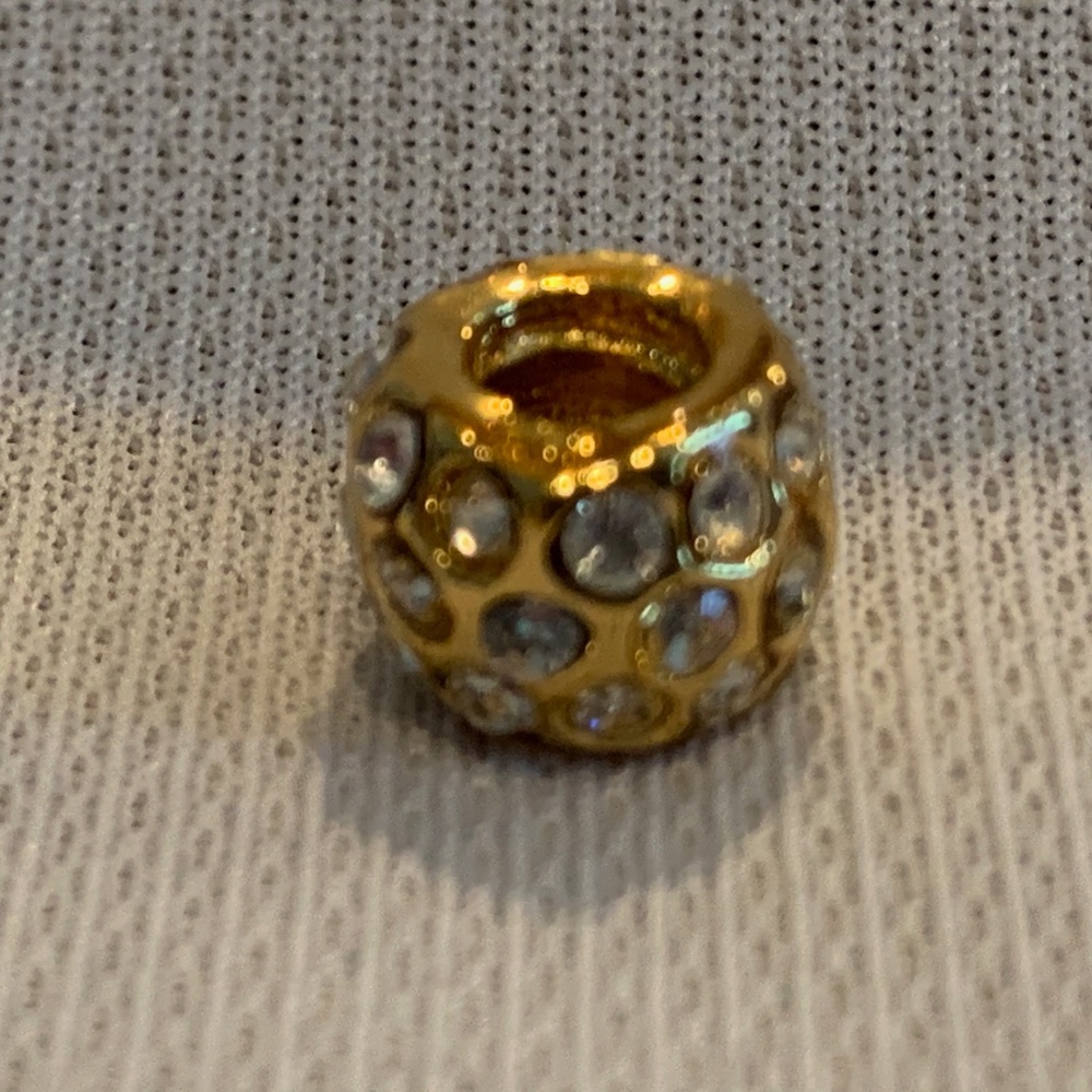 NWOT Gold Plated Bracelet Charm w Crystals